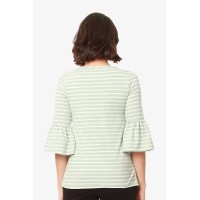 Flounce Sleeves Calynn Mint Stripes Nursing Top