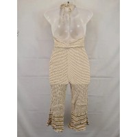 Faithfull Biscuit Striped Stretch Halter Neck Jumpsuit Size 8