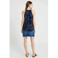 Carden Halter Navy Floral Sleeveless Nursing Top