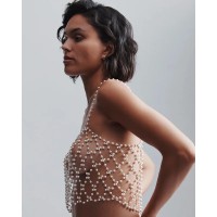 Pearl Crop Cami Pearl/Gold