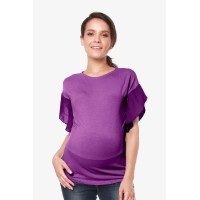 Flutter Sleeves Caela Nursing Top Eggplant