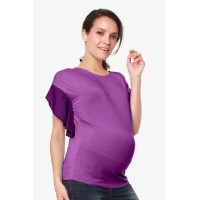 Flutter Sleeves Caela Nursing Top Eggplant
