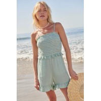 Perfect Day Ruffled Smocked Cami Romper
