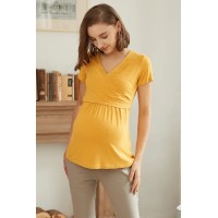 Denisha Bamboo Cotton Short Sleeve Nursing Top Marigold