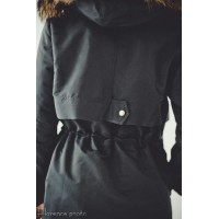 Rabbit Fur Parka Coat (Black)