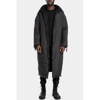 Oversized reversible zip wool coat