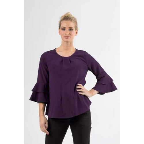 Long Flounce Sleeves Coreene Nursing Top Eggplant