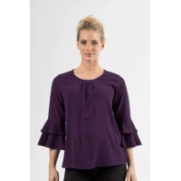 Long Flounce Sleeves Coreene Nursing Top Eggplant