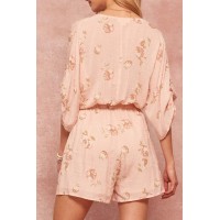 Petal Pusher Floral Swiss Dot Drawstring Romper