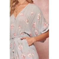 Petal Pusher Floral Swiss Dot Drawstring Romper