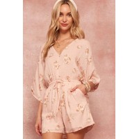 Petal Pusher Floral Swiss Dot Drawstring Romper