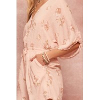 Petal Pusher Floral Swiss Dot Drawstring Romper