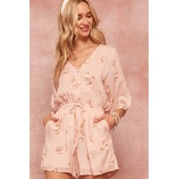 Petal Pusher Floral Swiss Dot Drawstring Romper