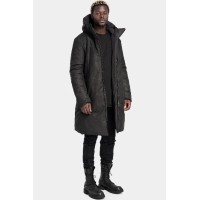 Padded leather parkas