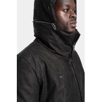 Padded leather parkas