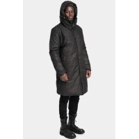 Padded leather parkas