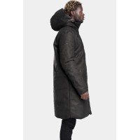 Padded leather parkas
