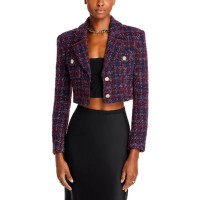 Noah Womens Tweed Cropped Two-Button Blazer