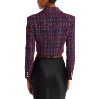 Noah Womens Tweed Cropped Two-Button Blazer