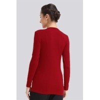 Long Sleeved Bamboo Cotton Venus Pleats Row Nursing Top Maroon