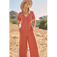 Perfect Timing Linen-Blend Wide-Leg Jumpsuit