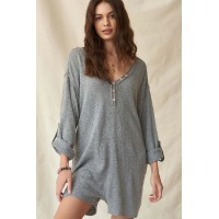 Just Breathe Roll-Up Henley Sweater Romper