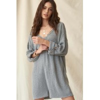 Just Breathe Roll-Up Henley Sweater Romper