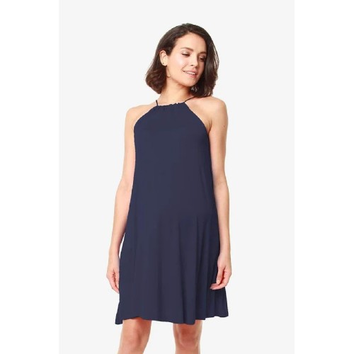 Fianna Sleeveless Bamboo Cotton Nursing Dress Navy