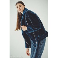 Sale! Beaver Fur Bomber Jacket (Blue)