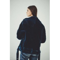 Sale! Beaver Fur Bomber Jacket (Blue)