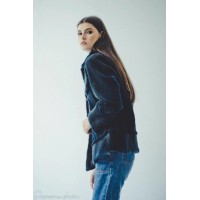 Sale! Beaver Fur Bomber Jacket (Blue)