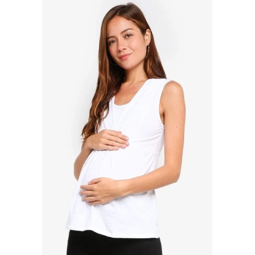 Knitted Sleeveless Alexandra Empire Nursing Top White