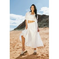 Layana Tiered Skirt in White