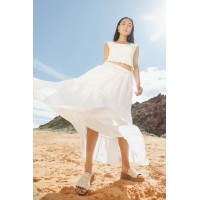 Layana Tiered Skirt in White