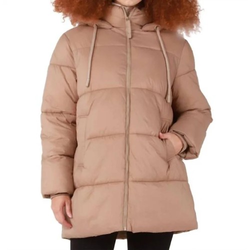 Hooded Puffer in Prairie Beige