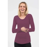 Belva Long Sleeved Round Neck Tee Eggplant