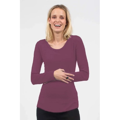 Belva Long Sleeved Round Neck Tee Eggplant