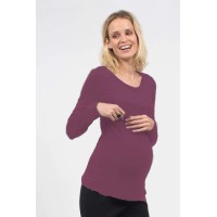 Belva Long Sleeved Round Neck Tee Eggplant