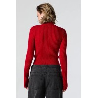 Ribbed Knit Zip-Up Sweater