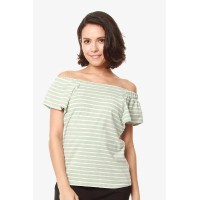 Flutter Sleeves Callie Square Neck Mint Stripes Nursing Top