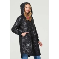 Hooded Zip Front Puffer Coat