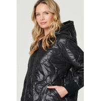 Hooded Zip Front Puffer Coat