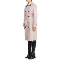 Womens Faux Leather Midi Trench Coat
