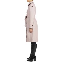 Womens Faux Leather Midi Trench Coat