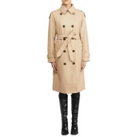 Womens Faux Leather Midi Trench Coat