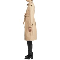 Womens Faux Leather Midi Trench Coat