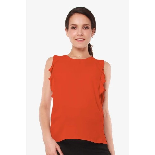 Woven Flutter Sleeve Clarity Nursing Top Autumn Orange