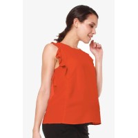 Woven Flutter Sleeve Clarity Nursing Top Autumn Orange