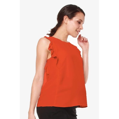 Woven Flutter Sleeve Clarity Nursing Top Autumn Orange