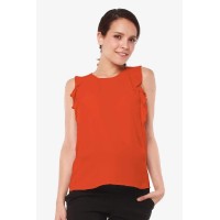 Woven Flutter Sleeve Clarity Nursing Top Autumn Orange